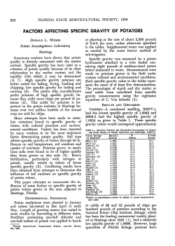 factors affecting specific gravity of potatoes