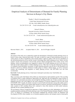 Emiprical Analysis of Determinants of Demand for Family Planning