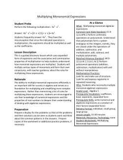 Multiplying Monomial Expressions