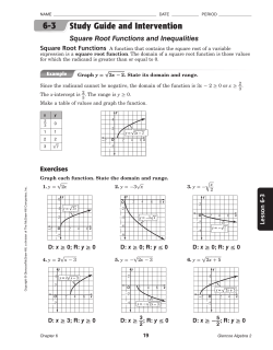 6-3 Study Guide and Intervention Square Root Functions and