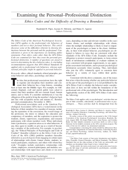 Examining the Personal&ndash;Professional Distinction