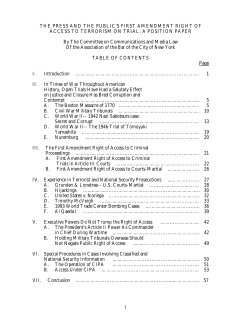 The Press and the Public`s First Amendment Right of Access to