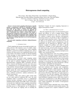 Heterogeneous cloud computing - Information Sciences Institute