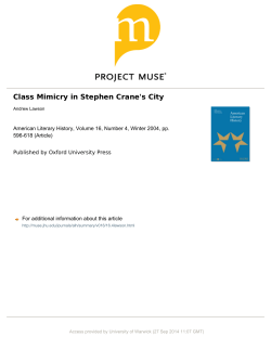 Class Mimicry in Stephen Crane`s City