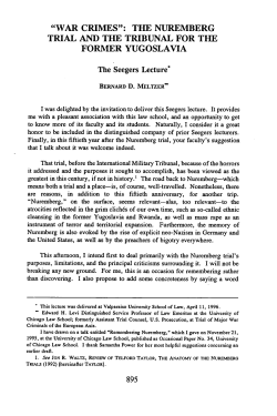 The Nuremberg Trial and the Tribunal for the Former Yugoslavia