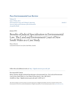 Benefits of Judicial Specialization in Environmental Law: The Land