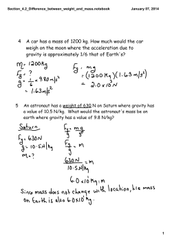 4 A car has a mass of 1200 kg. How much would the car weigh on