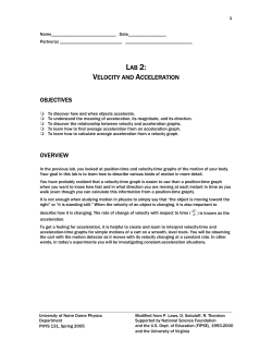 lab 2: velocity and acceleration