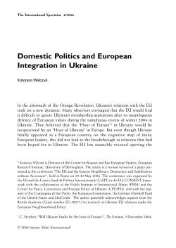 Domestic Politics and European Integration in Ukraine