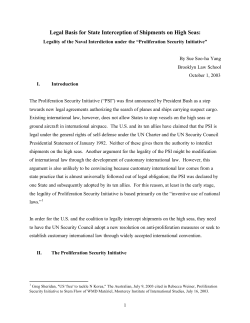 Legal Basis for State Interception of Shipments on High Seas: