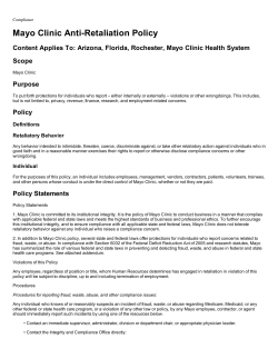 Mayo Clinic Anti-Retaliation Policy