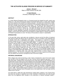 THE ACTIVATED SLUDGE PROCESS IN SERVICE OF HUMANITY