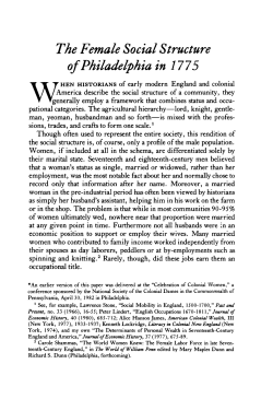 The Female Social Structure of Philadelphia in 1775