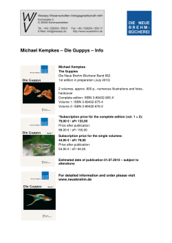 Editorial. Book information: Die Guppys. Author: Kempkes M.