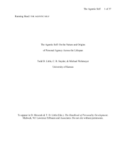 Hope and the Agentic Self: On the nature and