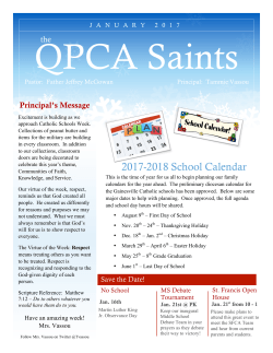 2017-2018 School Calendar - Queen of Peace Catholic Academy