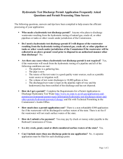 Hydrostatic Test Discharge Permit Application Frequently Asked