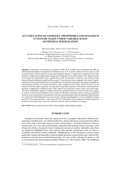 accumulation of nitrogen, phosphorus and potassium in mature