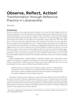 Observe, Reflect, Action! Transformation through Reflective Practice