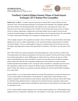 FareStart`s Catalyst Kitchens Named Winner of Social Impact
