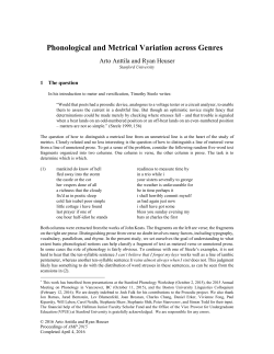 Phonological and Metrical Variation across Genres *
