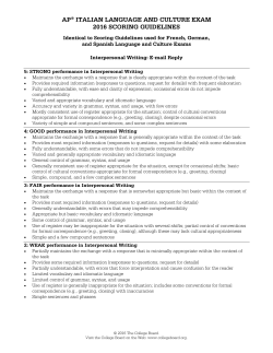 AP Italian Language and Culture Student Sample
