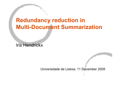 Redundancy reduction in Multi-Document Summarization