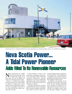 Nova Scotia Power... A Tidal Power Pioneer