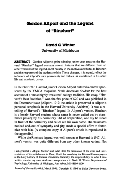 Gordon AUport and the Legend of "Rinehart"
