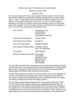 Martin Luther King, Jr. Plaza Advisory Committee Report Catherine