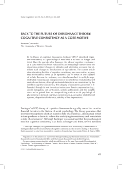 back to the future of dissonance theory: cognitive consistency as a