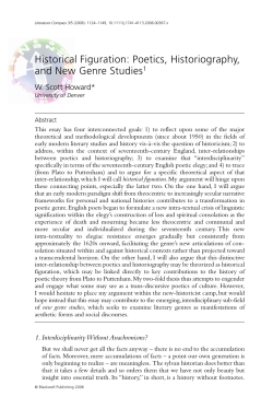 Historical Figuration: Poetics, Historiography
