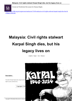 Malaysia: Civil rights stalwart Karpal Singh dies, but his
