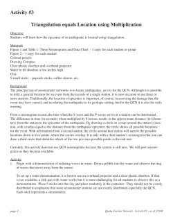 Activity #3 Triangulation equals Location using - The Quake