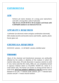 Perform pH metric titration of a strong acid, hydrochloric