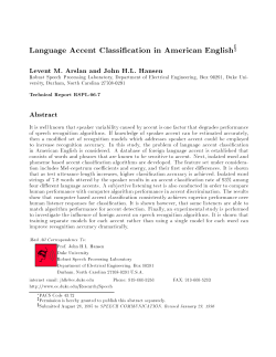 Language Accent Classi cation in American