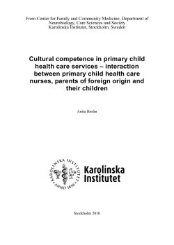 Cultural competence in primary child health care services