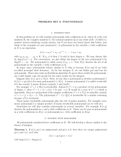 PROBLEM SET 6: POLYNOMIALS 1. introduction In this problem set
