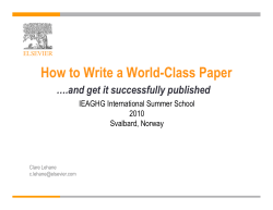 How to Write a World-Class Paper