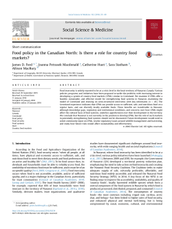 Food policy in the Canadian North: Is there a role for country food