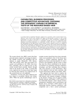 Capabilities, business processes, and competitive advantage