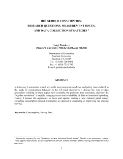 household consumption: research questions, measurement issues