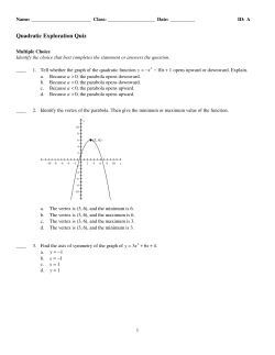 Quadratic Exploration Quiz