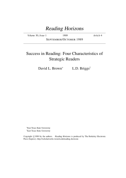 Success in Reading: Four Characteristics of Strategic Readers