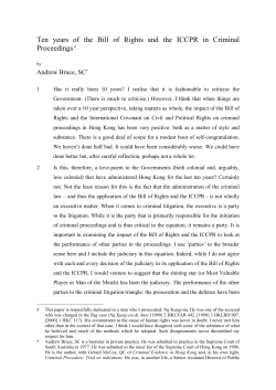 Ten years of the Bill of Rights and the ICCPR in Criminal Proceedings