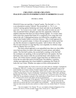 Creation and Re-Creation: Psalm 95 and Its Interpretation in