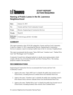 Naming of Public Lanes in the St. Lawrence