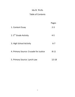 Ida B. Wells Table of Contents Pages 1. Content Essay 2