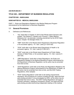 DBR Medical Marijuana Regulations Final