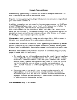 Essay 2: Research Essay Write an essay approximately 1200 words